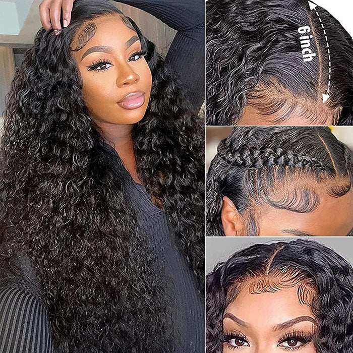 Glueless Water Wave 13X6 Full HD Lace Front Wigs Pre Bleached Knots Plucked Hairline