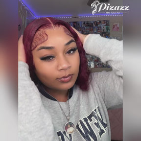 Pizazz 99J Burgundy Lace Front Wigs Human Hair Pre Plucked 12A 13x6 HD Lace Frontal Wigs with Baby Hair
