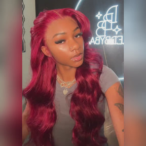 Pizazz 99j Burgundy Lace Front Wigs Human Hair 28Inch 13x6 Burgundy Wig Human Hair 250% Density Brazilian Virgin Straight Human Hair Wigs