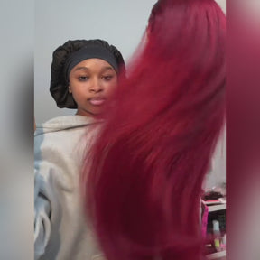 Pizazz 13x6 99j Burgundy Lace Front Wigs Human Hair Pre Plucked HD Straight Lace Front Wigs Human hair Glueless 30 Inch Red Wig