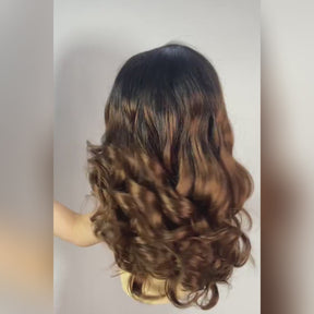 Pizazz T1B-4 Body Wave Full 13x6 Lace Frontal Virgin Human Hair Wigs 250% 12A Grade Human Hair ( 22Inch)