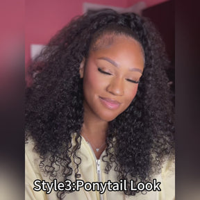 Pizazz Hair 3 In 1 Half Wig | Easy Wear Curly Wear Go Half Wig With Adjustable String Beginner Friendly