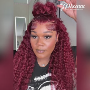 Pizazz 99J Burgundy Lace Front Wigs Human Hair Pre Plucked 12A 13x6 HD Lace Frontal Wigs with Baby Hair