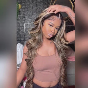 Balayage Highlight 1B/27 Colored 13X6 HD Lace Human Hair Wigs Pre Plucked Hairline 250% Density