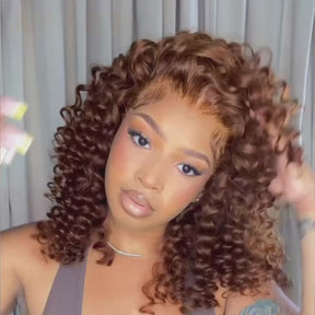 13x6 Lace Frontal Glueless Small Wend Curly Chocolate Brown Pre Cut Wig 280% Density