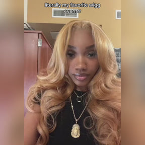 Pizazz 13x6 Honey Blonde Lace Front Wig 27# Colored Lace Front Wigs For Women Pre Plucked (26inch)