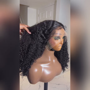 Pizazz Hair Honey Blonde Afro Curly  4C Edges Curly Bob Wigs Human Hair 8x5 Wear Go Wig With Curly Edges Baby Hair