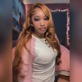 Honey Blonde Highlight Straight 13x6 Full Frontal HD Lace Wig Pull & Go Human Hair Wigs