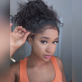 Pizazz Hair 4C Kinky Edges  360 HD Lace Front Wigs Jerry  Curly Wig With Realistic Hairline