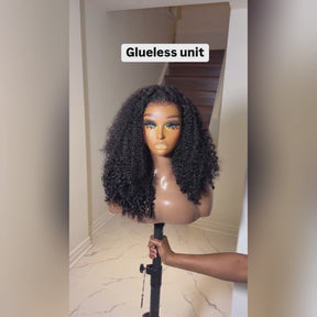 Pizazz Hair Honey Blonde Afro Curly  4C Edges Curly Bob Wigs Human Hair 8x5 Wear Go Wig With Curly Edges Baby Hair