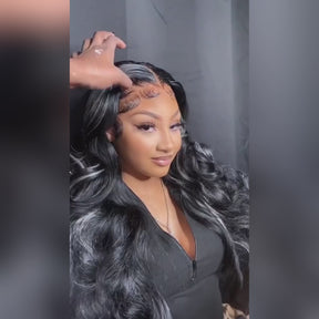 #1b/613 Black Wig with Blonde Highlight 13x4 HD Lace Front Human Hair Wigs