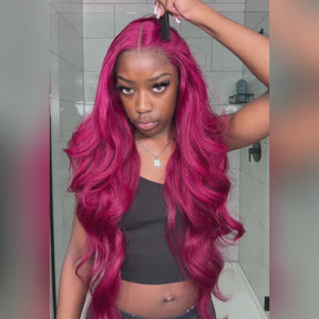 Pizazz 99j Burgundy Lace Front Wigs Human Hair 28Inch 13x6 Burgundy Wig Human Hair 250% Density Brazilian Virgin Body Wave Human Hair Wigs