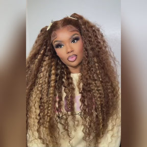 4/27 Highlight Deep Wave 8x5 13x6  HD Lace Frontal Wig Human Hair 220% Density