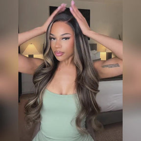 Balayage Highlight 1B/27 Colored 13X6 HD Lace Human Hair Wigs Pre Plucked Hairline 250% Density