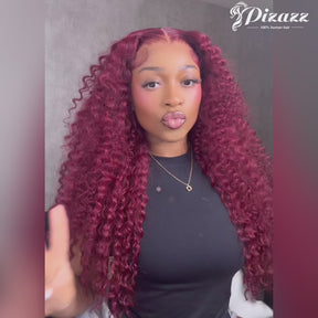 Pizazz 99J Burgundy Lace Front Wigs Human Hair Pre Plucked 12A 13x6 HD Lace Frontal Wigs with Baby Hair