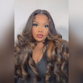 Pizazz Hair Highlight Balayage Body Wave Honey Blonde 13x6 HD Transparent Lace Front Wigs for Women Lace Front Wig Human Hair