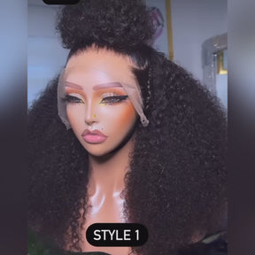 Pizazz Hair 250% Density Full Kinky Curly HD Lace Front Wigs Pre bleached Human Hair Wigs