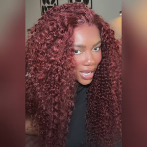 Reddish Brown Jerry Curly Pre Cut Lace Glueless Wigs 13x4 HD Lace Front Human Hair Wigs