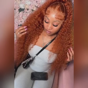 Pizazz Hair- Ginger Orange 13x6/13x4  Water Wave Human Hair Lace Front Wigs 180% 250% Density