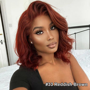 Ginger Orange Layered Body Wave Bob Wig Pre Plucked HD Lace Human Hair Wigs