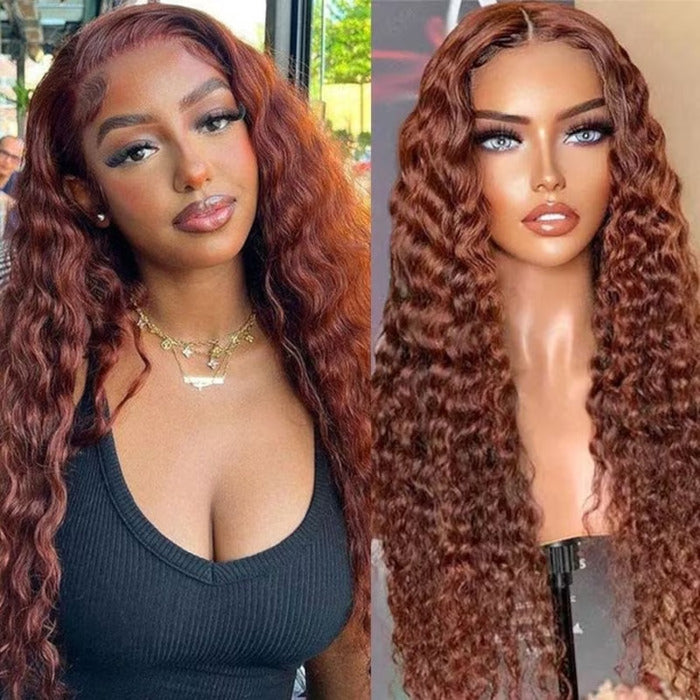 water wave reddish brown hd lace wig
