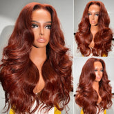 180% Density Reddish Brown Glueless 13x6 Body Wave Full Frontal HD Lace Wig