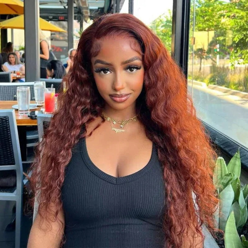 Glueless Water Wave 8x5 Pre Cut Lace Pre Bleached Knots Plucked Hairline 220% Density