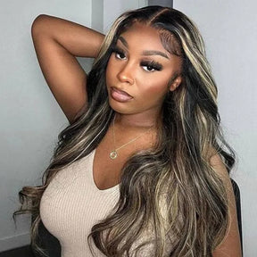Balayage Highlight 1B/27 Colored 13X6 HD Lace Human Hair Wigs Pre Plucked Hairline 250% Density