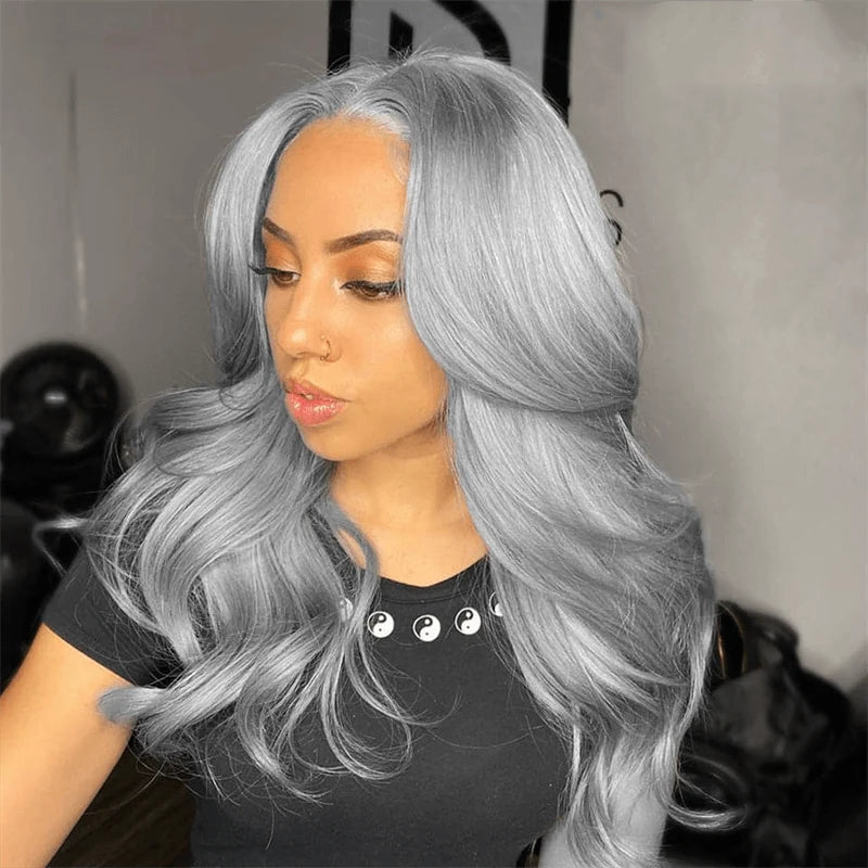 Body Wave Silver Grey Color Wig 13x6 HD Lace Front Wigs For Women