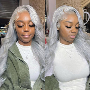 Body Wave Silver Grey Color Wig 13x4 HD Lace Front Wigs For Women