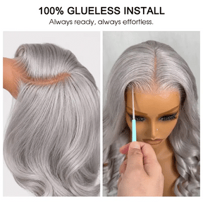 Body Wave Silver Grey Color Wig 13x4 HD Lace Front Wigs For Women