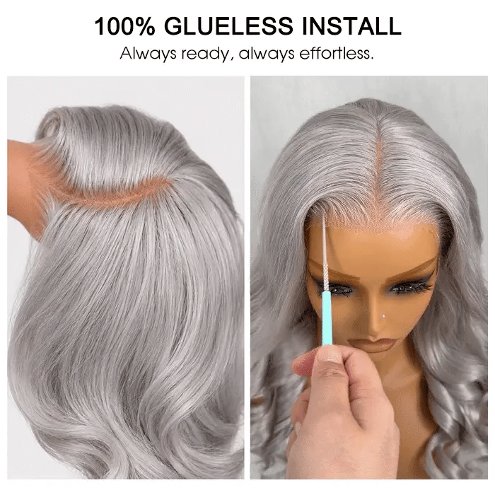 Body Wave Silver Grey Color Wig 13x4 HD Lace Front Wigs For Women