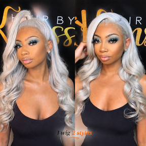 Body Wave Silver Grey Color Wig 13x4 HD Lace Front Wigs For Women
