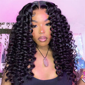 13x6 Lace Frontal Glueless Small Wend Curly Chocolate Brown Pre Cut Wig 280% Density
