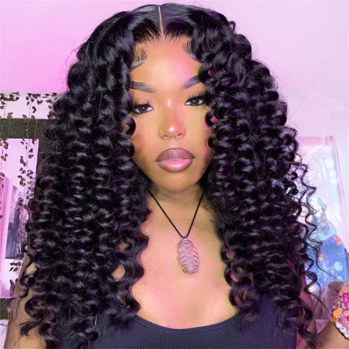 13x6 Lace Frontal Glueless Small Wend Curly Chocolate Brown Pre Cut Wig 280% Density
