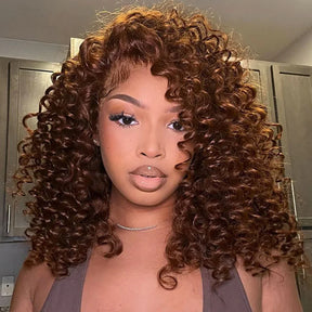 13x6 Lace Frontal Glueless Small Wend Curly Chocolate Brown Pre Cut Wig 280% Density