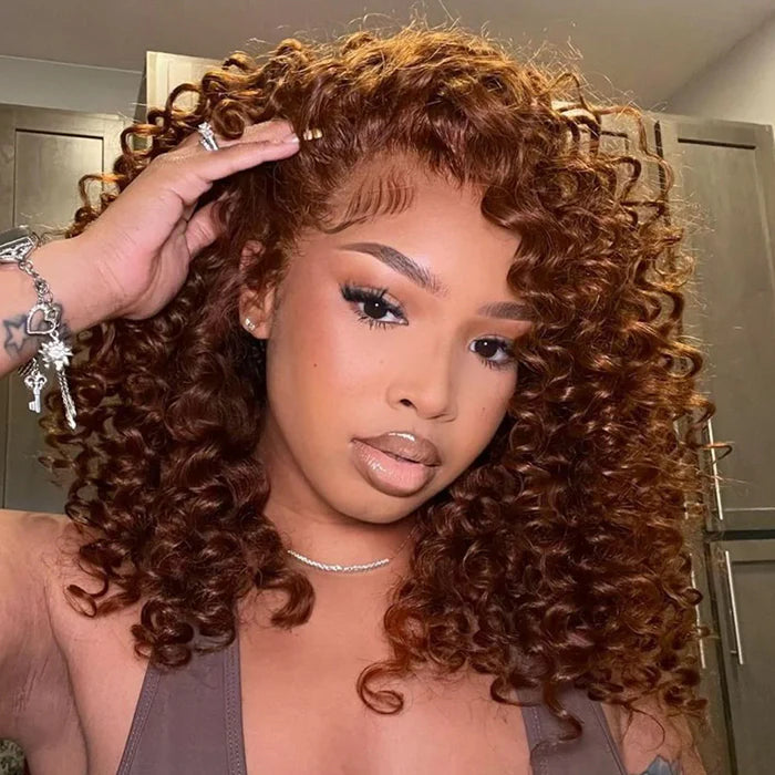 13x6 Lace Frontal Glueless Small Wend Curly Chocolate Brown Pre Cut Wig 280% Density