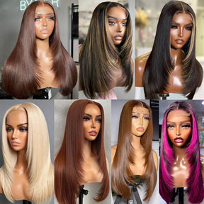 Pizazz Hair Layered Cut #4 Dark Brown Straight 13X4 HD Lace Front Wig