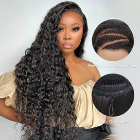 13x6 Full HD Invisible Lace Frontal Wigs Water Wave Human Hair Wigs with Natural Looking Hairline