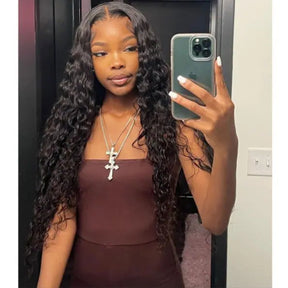 Glueless Water Wave 8x5 Pre Cut Lace Pre Bleached Knots Plucked Hairline 220% Density