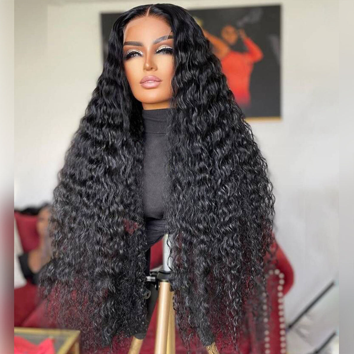 Glueless Water Wave 8x5 Pre Cut Lace Pre Bleached Knots Plucked Hairline 220% Density