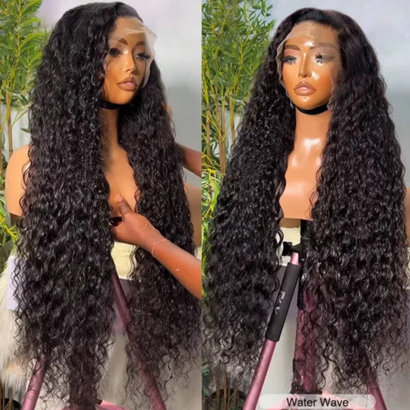 Glueless Water Wave 8x5 Pre Cut Lace Pre Bleached Knots Plucked Hairline 220% Density