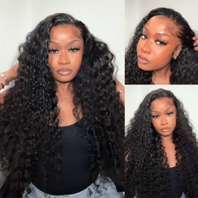 13x6 Full HD Invisible Lace Frontal Wigs Water Wave Human Hair Wigs with Natural Looking Hairline