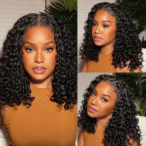 2 Wigs Set | 220% Density  5x5 Water Wave Bob Lace Wig and Kinky Straight Bob V Part Wig Flash Sale
