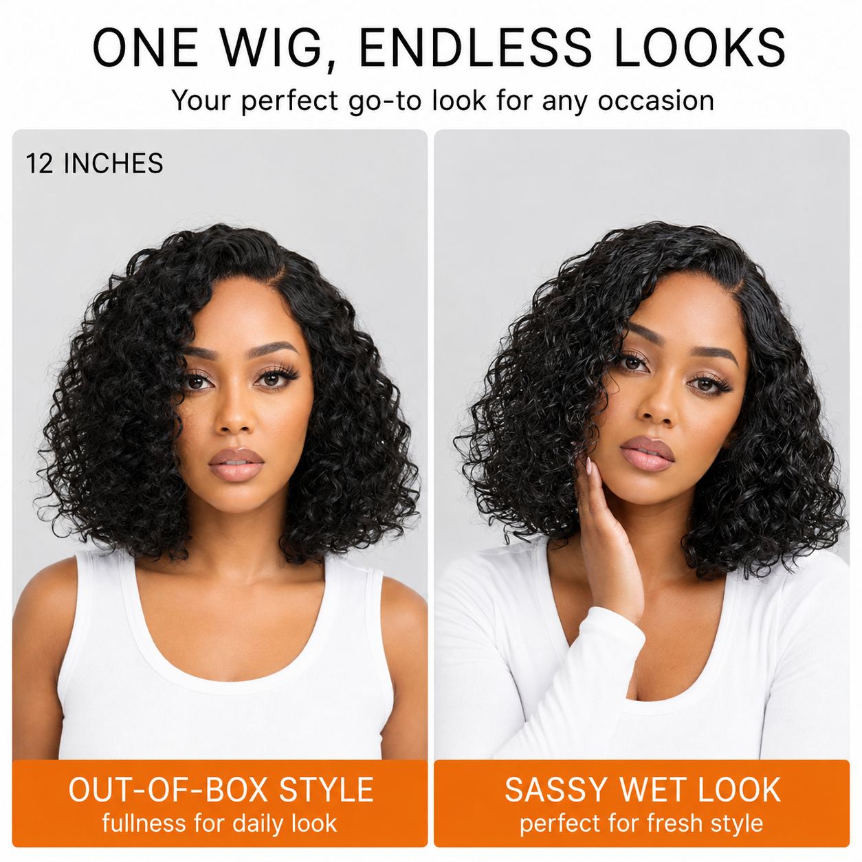 Brown With Honey Blonde Highlights Bouncy Water Wave Short Bob Glueless Wig 13x6 Lace Wear & Go Pre-Bleached Knots