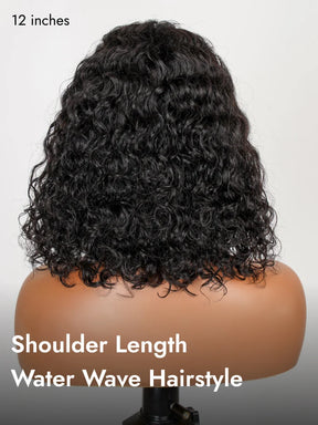 Brown With Honey Blonde Highlights Bouncy Water Wave Short Bob Glueless Wig 13x6 Lace Wear & Go Pre-Bleached Knots