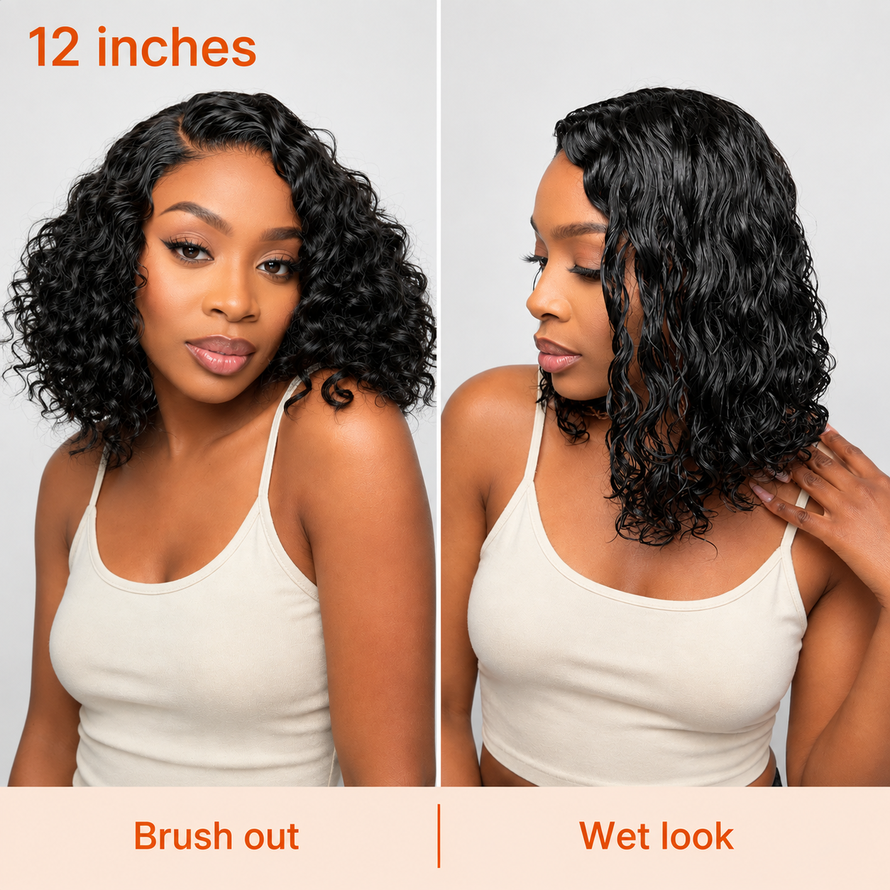 Brown With Honey Blonde Highlights Bouncy Water Wave Short Bob Glueless Wig 13x6 Lace Wear & Go Pre-Bleached Knots