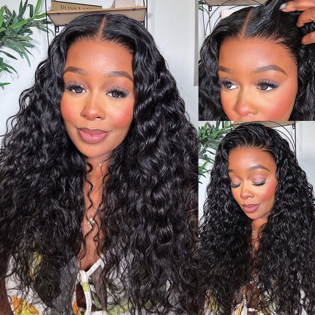 13x6 Full HD Invisible Lace Frontal Wigs Water Wave Human Hair Wigs with Natural Looking Hairline