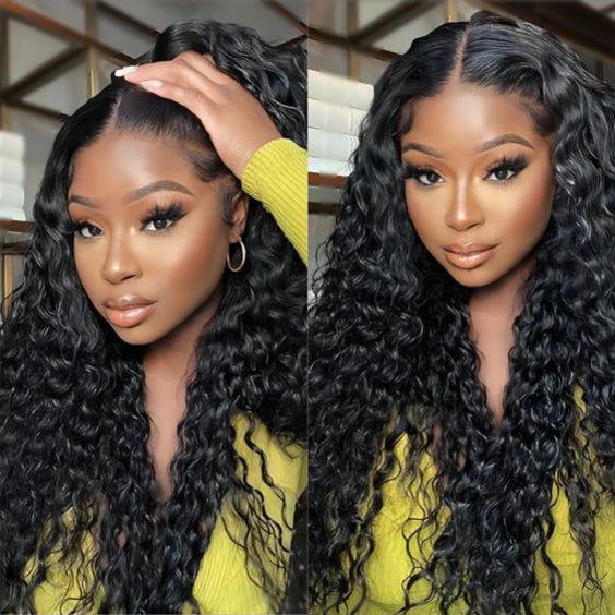 13x6 Full HD Invisible Lace Frontal Wigs Water Wave Human Hair Wigs with Natural Looking Hairline