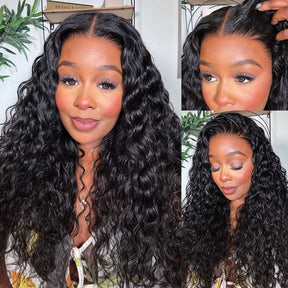 13x6 Full HD Invisible Lace Frontal Wigs Water Wave Human Hair Wigs with Natural Looking Hairline